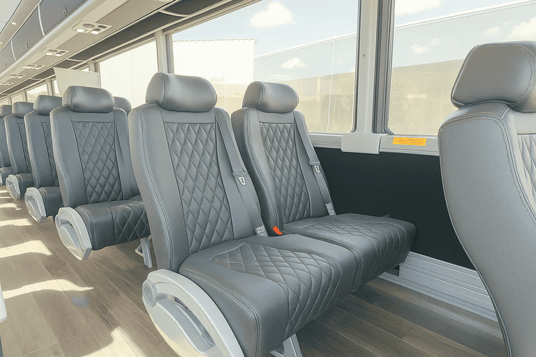 interior of Encinitas Coach Bus Service charter bus