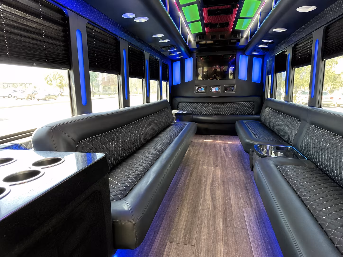 encinitas 15 passenger party bus inside