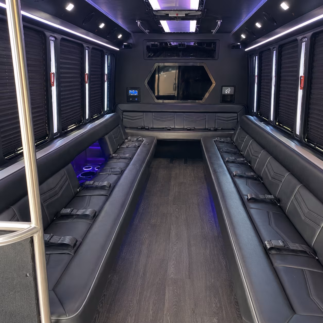 encinitas 18 passenger party bus interior
