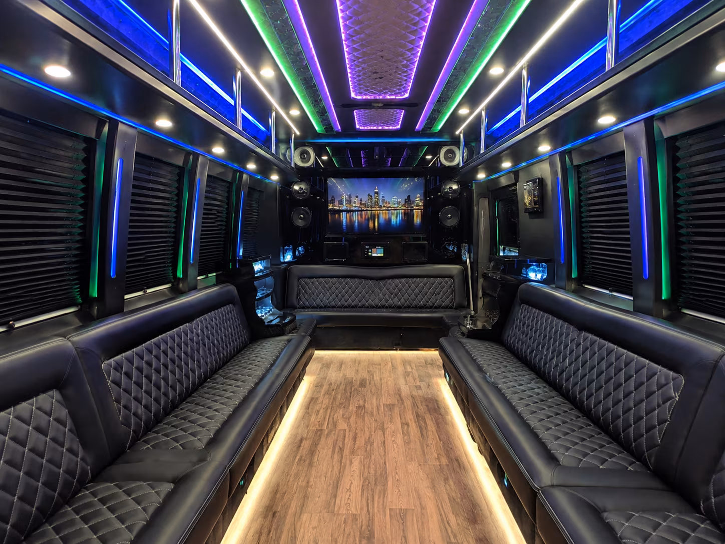 encinitas 25 passenger party bus interior