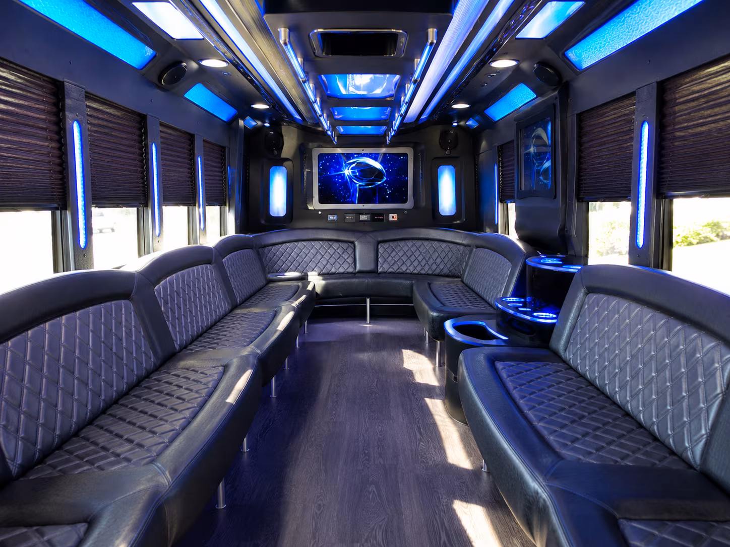 encinitas 28 passenger party bus inside
