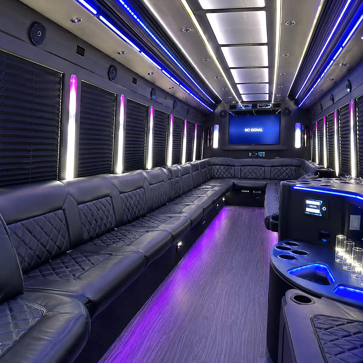 encinitas 30 passenger party bus inside