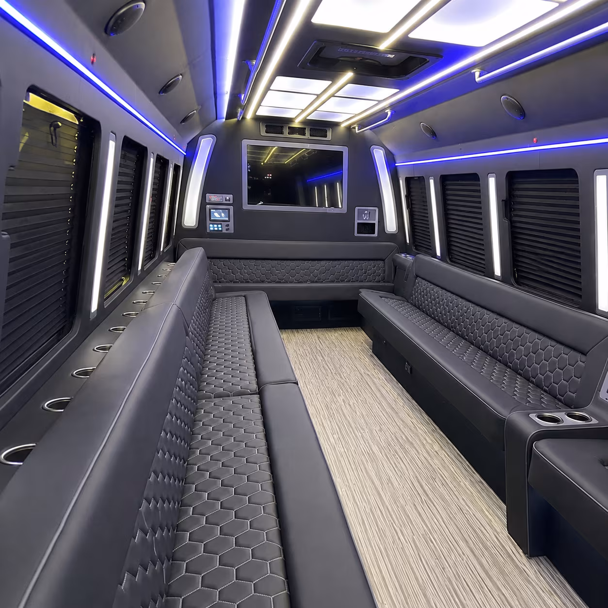 encinitas 40 passenger party bus inside