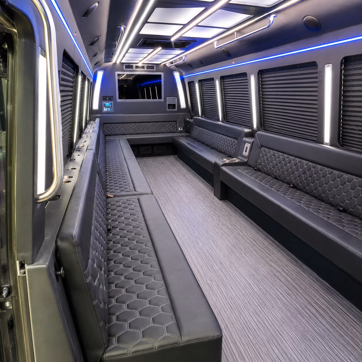 encinitas 40 passenger party bus interior