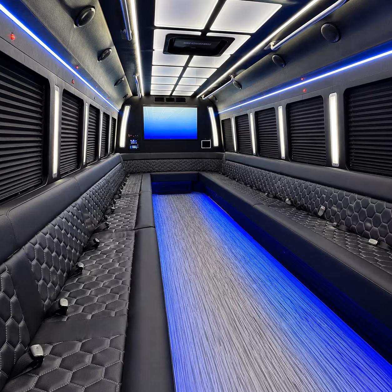 encinitas 50 passenger party bus inside